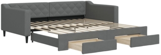 vidaXL Tagesbett Ausziehbar mit Schubladen Dunkelgrau 100x200 cm Stoff 3197468