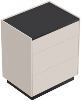 Design Nachttisch Kommode Lux L 60cm, 3 Pushauszüge lackiert Creme Grafit : Creme / Grafit