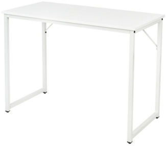 COSTWAY Schreibtisch Computertisch platzsparend 100 x 50 x 75 cm Laptoptisch mit schwerem Metallrahmen für Büro & Arbeitszimmer modern weiß