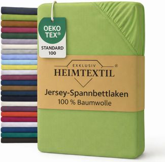 EXKLUSIV HEIMTEXTIL Marke Jersey Spannbettlaken 60 x 120 cm Apfelgrün 100% Baumwolle Öko - Tex Zertifiziert Bed-Sheet Bettlaken Spannbetttuch Topper Leinentuch
