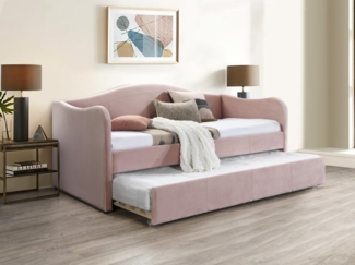 Vente-unique - Ausziehbett - Samt - 2 x 90 x 190 cm - Rosa - MATHILDE