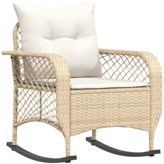 vidaXL Garten-Schaukelstuhl mit Kissen Beige Poly Rattan 4104197