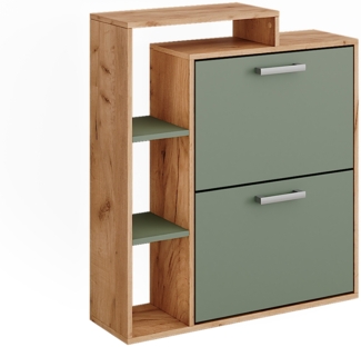 Schuhkipper Orlando Goldkraft Eiche/Grün 80 x 90 cm Vicco