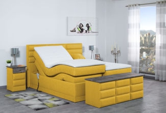 Meisterbetten Boxspringbett Pino 100x220 in WT-Yellow, Matratzenbezug Nano, Ergoflex-Topper