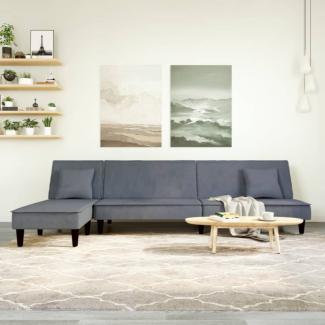 Schlafsofa in L-Form Dunkelgrau 255 x 140 x 70 cm Samt