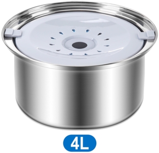 Auslaufsicherer 4-Liter-Edelstahl-Hundenapf mit Anti-Fress-Einlage (136 oz), großer, spritzsicherer Spender, Haustierfilter, Anti-Trink-Tablett, ideal für unterwegs