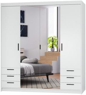 Furnix Kleiderschrank Eliza 176 cm Schrank mit Spiegel und Schubladen mit/ohne Aufsatz 176,3x190,5/245,5x53 cm