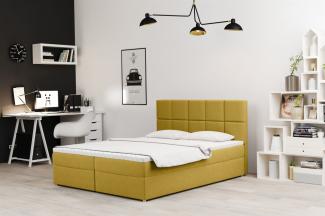 Boxspringbett Schlafzimmerbett FRASCO 140x220cm in Stoff Soro Gelb