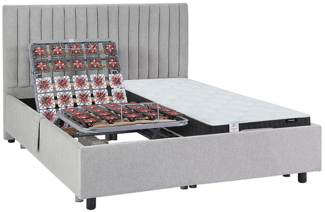 Vente-unique - Dekoratives Bett mit elektrischer Relaxfunktion mit Tellern + Taschenfederkern- & Memory-Schaum-Matratze - 2 x 70 x 190 cm - Stoff - Grau - ANTALISA von YSMÉE