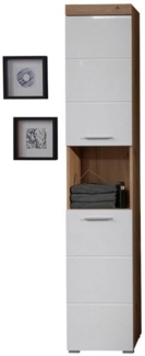 ebuy24 Badmöbel-Set AmandaMando Bad Hochschrank 2 Türen, 1 offenes Fac