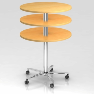 Säulenhubtisch rund, 80cm, Buche / Chrom