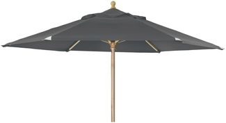 Sonnenschirm Reggio aus Buchenholz und Polyester, modern skandinavisch, Ø 300 cm, grau