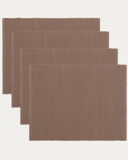 LINUM UNI Dekorative 4 set Tischsets für Esstisch 35x46 cm, 100% Gerippte Baumwolle, Maschinenwaschbar, Dunkles Taupe