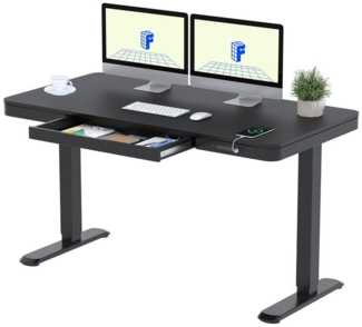 FLEXISPOT Schreibtisch Höhenverstellbarer Schreibtisch MIT Schubladen (mit LED-Höhenanzeige, 4 Speicherhöhen, Anti-Kollisionssystem, USB & Typ-C Anschluss), EINFACHE MONTAGE, leise & ergonomisch
