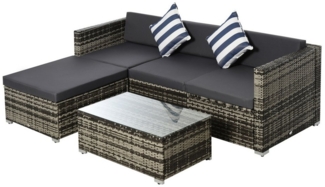 Outsunny Sitzgruppe Garten-Set Loungeset Loungemöbel mit Kissen, (Gartenmöbel Set, 5-tlg, Gartenmöbel Set), Bequeme Rattan Set, Wetterbeständige Geflecht
