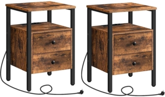 HOOBRO Nachttische mit Ladestation, 2er