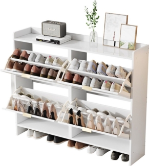 MODFU Schuhschrank mit 4 Fächer (Schuhregal, Schuhkipper, 1-St, mit 4 Klappenfächern) mit Kippsicherung, B110/H90/T24cm