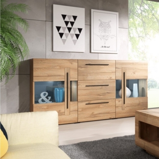 Lomadox Sideboard TURDA-83, Grandson Nb. mit Glas Elementen inkl. LED Beleuchtung 180/103/39 cm