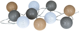 Levandeo® Lichterkette, 10er Lichterkette LED Kugeln Lampions Baumwolle Braun Weiß Cotton