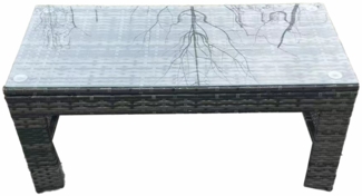 Fimous Rattan Oblong Rechteckiger Couch Tee Tisch Outdoor Gartenmöbel Patio Zubehör Dunkelgrau gemischt