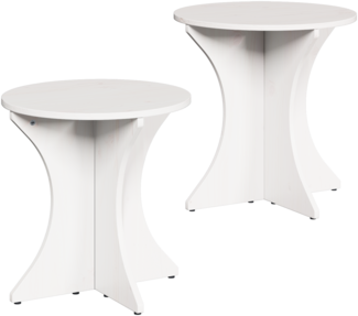 vidaXL Couchtisch 2 pcs Weiß 46 x 46 x 47 cm Massivholz Kiefer 873566