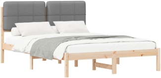vidaXL Bettgestell mit gepolstertem Kopfteil Hellgrau 135x190 cm 877989