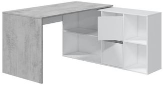 Regal-Schreibtisch >ADAPTA PLUS< 2 Türen, Fächer, in Artik Weiß / Zementgrau - 136x74x139 (BxHxT)