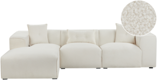 Ecksofa DOLVA Bouclé Cremeweiß Rechtsseitig