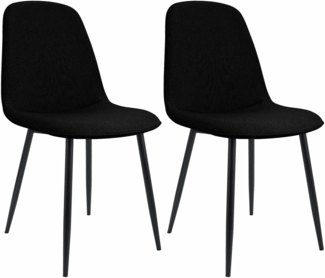 CLP 2er Set Esszimmerstuhl Maryam gepolstert mit Rückenlehne,schwarz Stoff