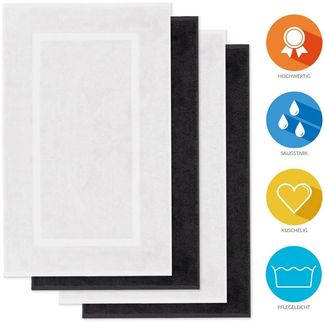 Lavea Badematte 4er Set Badeteppiche Elena Frottee 50x80 cm Badvorleger, 100% Baumwolle, 500 g/m² Frottier, weich & saugstark, pflegeleicht