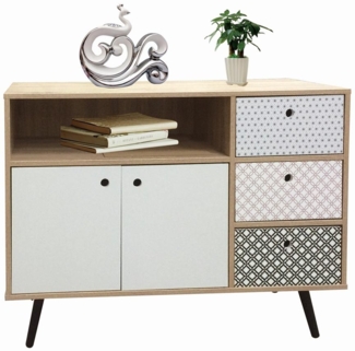 Sideboard, 3 Schubladen, 2 Türen, 1 offenes Fach - 106,5 cm x 39 cm x 77 cm