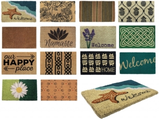 Entryways Handgewebte Kokosfußmatte Fußmmatte 60cm x 40cm schwarz / beige