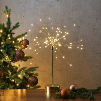 MARELIDA LED Dekolicht LED Stern Feuerwerk Leuchtstern Tischleuchte Weihnachtsdeko Timer 50cm, LED Classic, warmweiß (2100K bis 3000K)