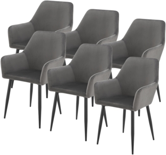 Esszimmerstuhl Hollola 6er Set Dunkelgrau [en. casa]