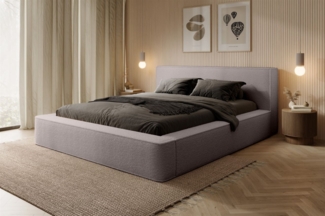 Polsterbett Doppelbett OMAHA 140x200cm in Stoff Euphoria Beige