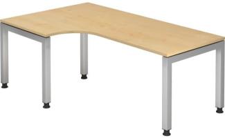 Winkeltisch JS82 U-Fuß / 5-Fuß eckig 200x120cm 90° Ahorn Gestellfarbe: Silber