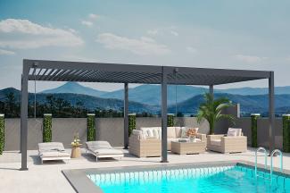 Weide Deluxe | Voll-Alu-Pavillon | 3,6 x 7,2 M | Lamellendach anthrazit | Pergola freistehend