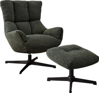 Jockenhöfer Gruppe Relaxsessel Melania, inklusive Hocker, 360° Drehfunktion, kuscheliger Webstoff