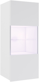 Hängevitrine Calabrini BR05 (Farbe: Weiß / Weiß Hochglanz, mit blauer LED Beleuchtung)