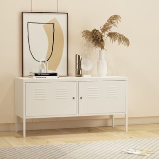 Sideboard Pyhtää 118x40x60cm Stahl Weiß [en. casa]