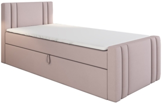A&J MöbelLand GmbH Boxspringbett Einzelbett KLAUS mit Bettkasten, Topper und gepolstertem Kopfteil. (Boxspringbett mit Bettkasten und gepolstertem Kopfteil. Gratis Topper – nur jetzt erhältlich!, Kostenlose Lieferung! TOP ANGEBOT), Länge 216 cm Höhe 10...