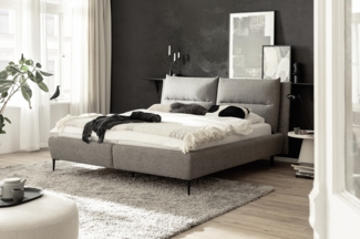 Polsterbett Auckland 140x200 Stoff Puente blaugrau Fuss Metall schwarz