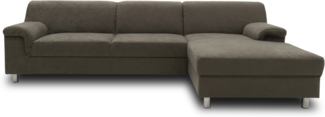 DOMO. collection Ecksofa Junin, Couch in L-Form, Füße mit Filzgleitern, Sofa, Polsterecke, Eckcouch, Polstergarnitur 251 x 150 x 72 cm (BxTxH), grau