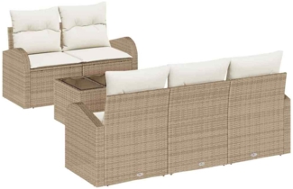 vidaXL Gartensofa-set mit Speicher 6 pcs Beige und Creme Poly-Rattan 3354590