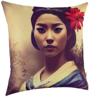 Kisska Dekokissen Designer Kissenbezug Modern-Zierkissen Hochwertig, Geisha Kissenhülle in 40x40cm ohne Füllung Gobelin Pop Art