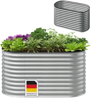 STEELSØN 'Talara' Hochbeet, Metall, silber, 160x80x78 cm, wetterfest, mit offener Bodenstruktur und Stabilisierungsstrebe