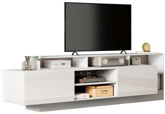 autolock Lowboard Moderner TV-Schrank mit LED-Anzeigen für TV-Geräte bis 70 Zoll (190*40*48.5 cm), Hochglanz TV-Board Stand Fernsehschrank für Schlaf- Wohnzimmerschrank