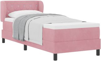 vidaXL Boxspringbett mit Matratze mit Kopfteil Rosa 80 x 200 cm Samt 3340309