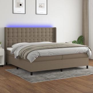 vidaXL Boxspringbett mit Matratze & LED Stoff Taupe 200x200 cm, Härtegrad: H2 [3138665]