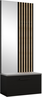 AX LIVING Kleiderschrank mit Spiegel Rosanno II - 80,6 cm Schwarz JS90